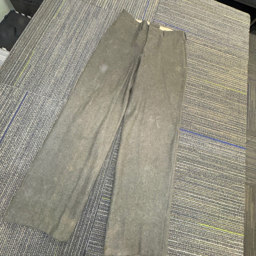 Vintage Military Wool Field Trousers Mens 31x31.5 Olive Drab Green Button Fly